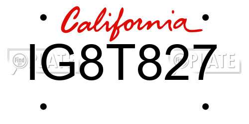 IG8T827 California License Plate