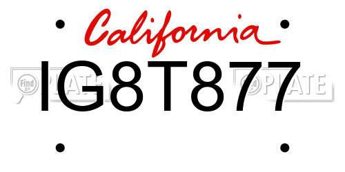 IG8T877 California License Plate