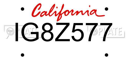 IG8Z577 California License Plate