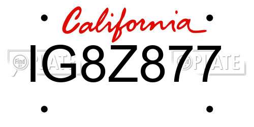 IG8Z877 California License Plate