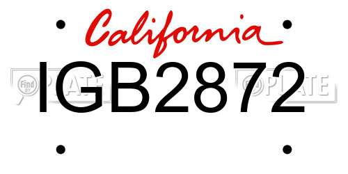IGB2872 California License Plate
