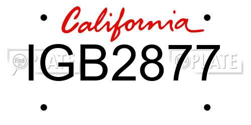 IGB2877 California License Plate
