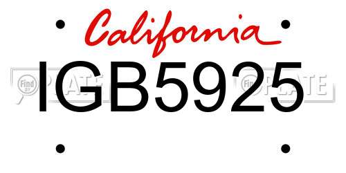 IGB5925 California License Plate