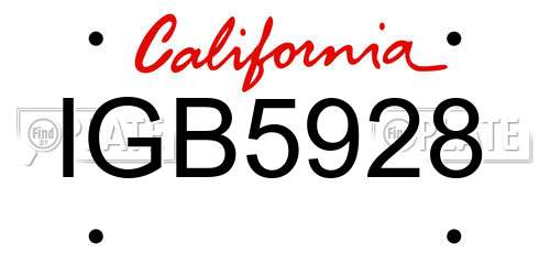 IGB5928 California License Plate
