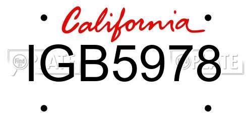 IGB5978 California License Plate