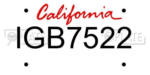 IGB7522 California License Plate