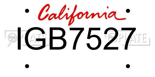 IGB7527 California License Plate