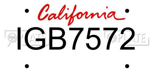 IGB7572 California License Plate