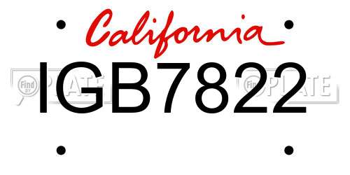 IGB7822 California License Plate