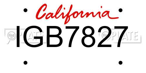 IGB7827 California License Plate