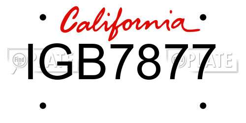 IGB7877 California License Plate