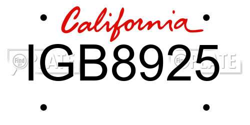IGB8925 California License Plate