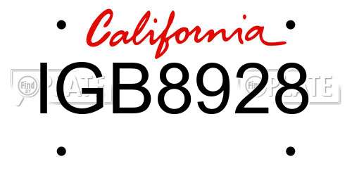 IGB8928 California License Plate