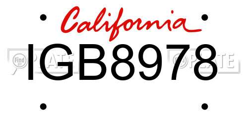 IGB8978 California License Plate