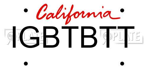 IGBTBTT California License Plate