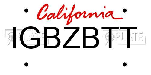 IGBZBTT California License Plate