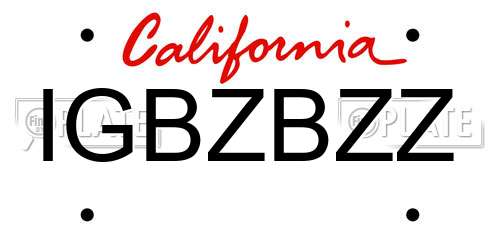 IGBZBZZ California License Plate