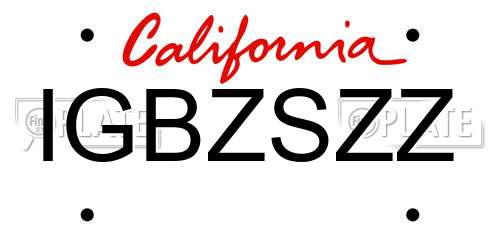 IGBZSZZ California License Plate