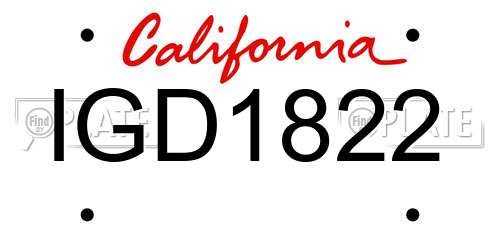 IGD1822 California License Plate