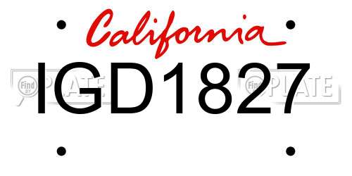 IGD1827 California License Plate