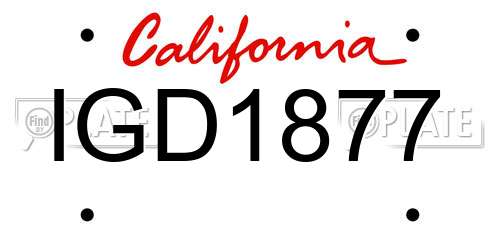 IGD1877 California License Plate