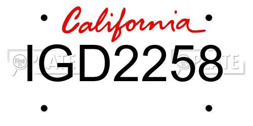 IGD2258 California License Plate