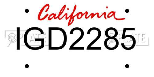 IGD2285 California License Plate