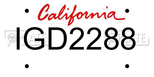 IGD2288 California License Plate