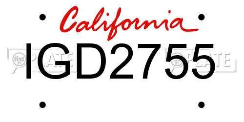 IGD2755 California License Plate