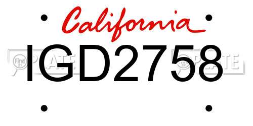 IGD2758 California License Plate