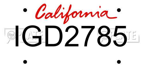 IGD2785 California License Plate