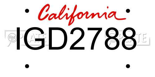 IGD2788 California License Plate
