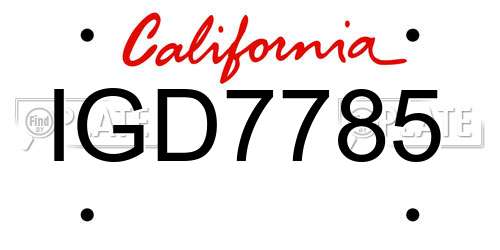 IGD7785 California License Plate