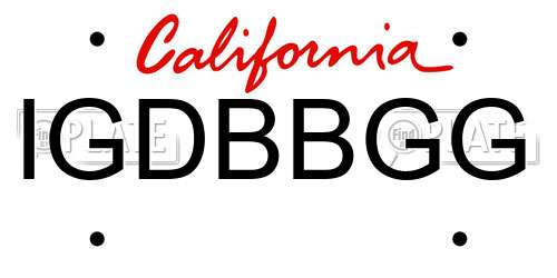 IGDBBGG California License Plate
