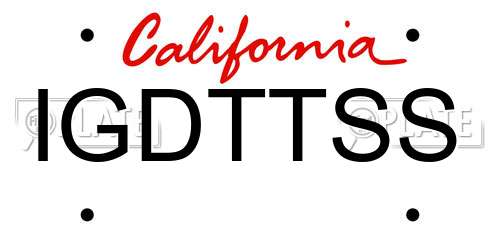 IGDTTSS California License Plate