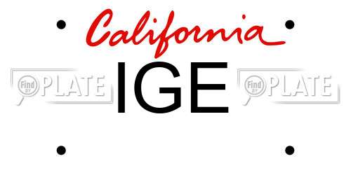 IGE California License Plate
