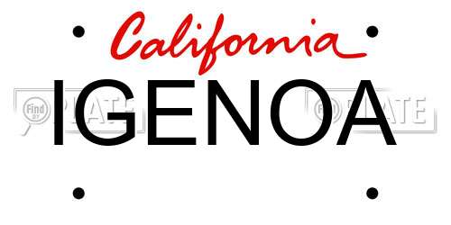 IGENOA California License Plate