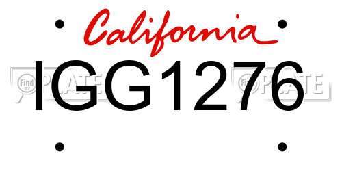 IGG1276 California License Plate