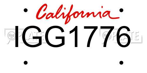 IGG1776 California License Plate