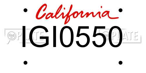 IGI0550 California License Plate