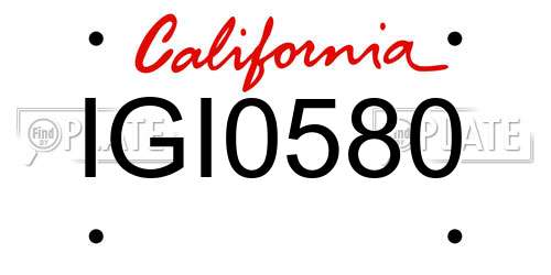 IGI0580 California License Plate