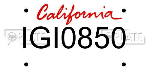 IGI0850 California License Plate