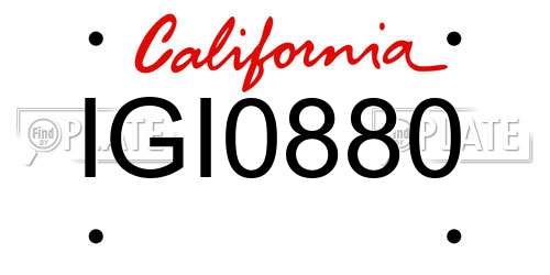 IGI0880 California License Plate