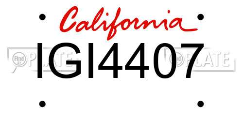 IGI4407 California License Plate