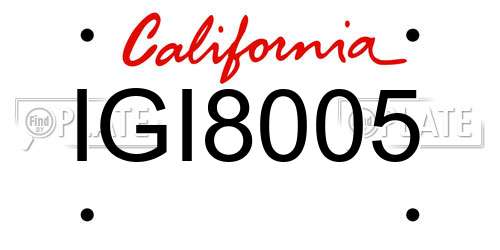 IGI8005 California License Plate