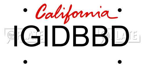IGIDBBD California License Plate