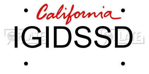 IGIDSSD California License Plate