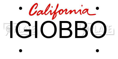 IGIOBBO California License Plate
