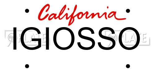 IGIOSSO California License Plate