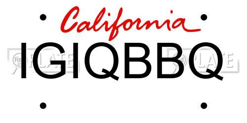 IGIQBBQ California License Plate